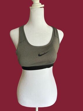 Nike Grey Sports Bra with Black Band and Swoosh
